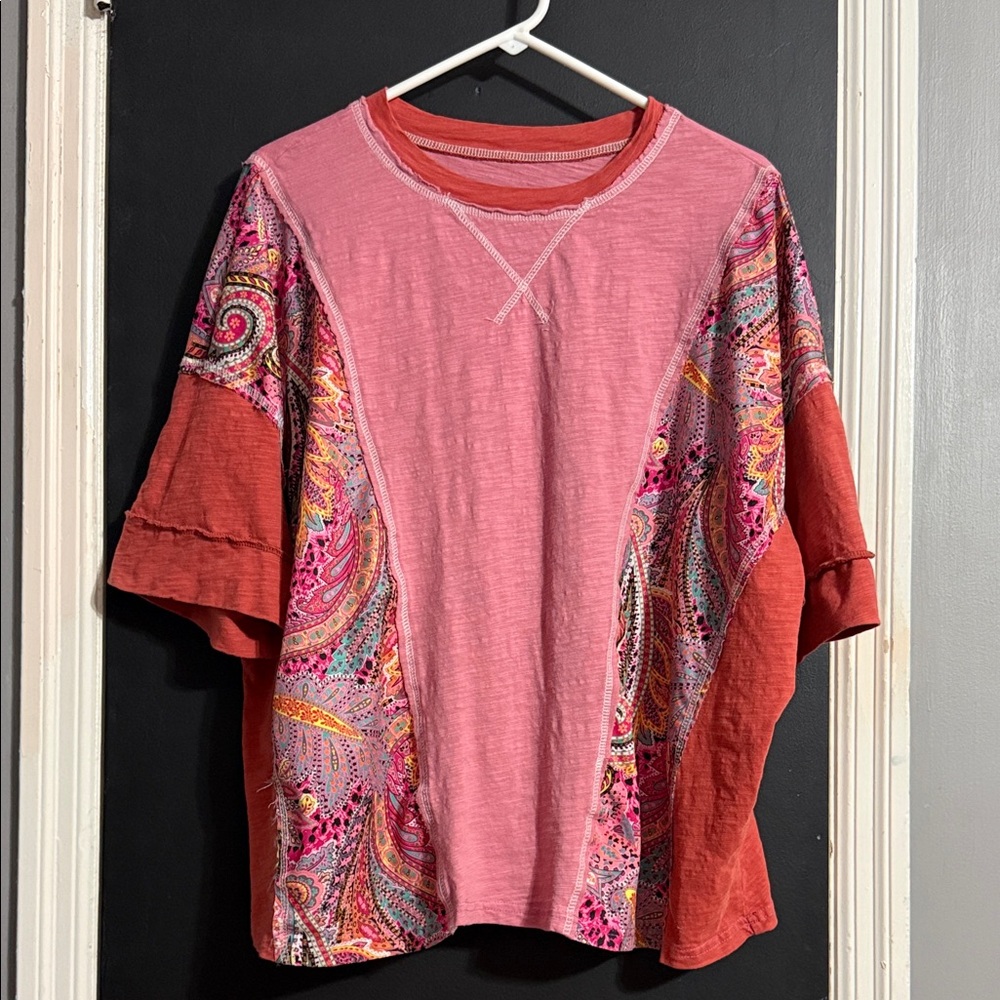 Oversized Multi Media Paisley Tee No Size (See Measurements)